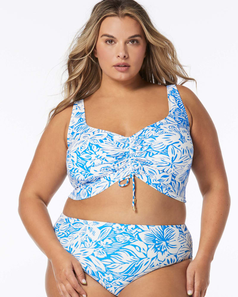 Front of a model wearing a size 38C ELEVATE BIKINI TOP in BLUE CRUSH by Coco Reef. | dia_product_style_image_id:332745